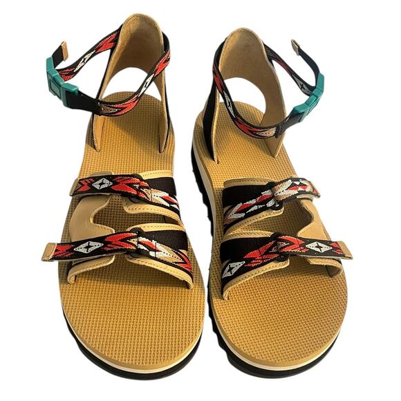 New TEVA Ceres Platform Sandals •Women 9• Fiery Red Double Diamond $145 - Picture 2 of 10